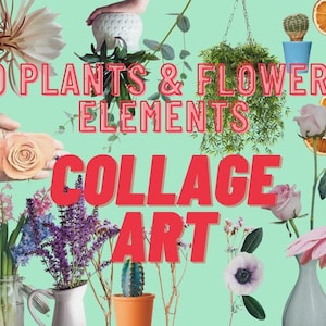 Vintage Collage Pflanzen und Blumen, Collage Cut-Outs, ZeitschriftenAusschnitte, Collage Schöpfer, Pflanzen und Blumen