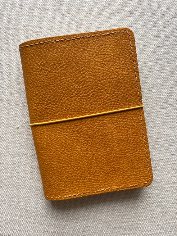 A6 Leather Folio, Pebbled Yellow