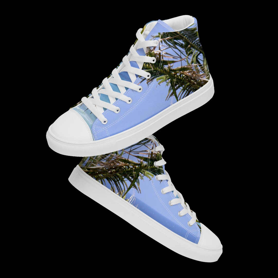 Mens High Top Canvas Shoes Palm Tree Shoes Custom Shoes Etsy