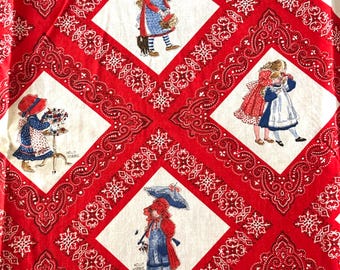 Vintage Holly Hobbie Red Cotton Fabric