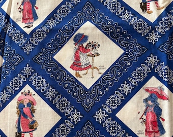 Vintage Holly Hobbie Blue Cotton Fabric