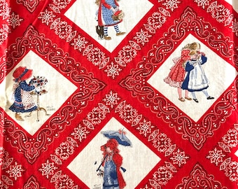 Vintage Holly Hobbie Red Cotton Fabric