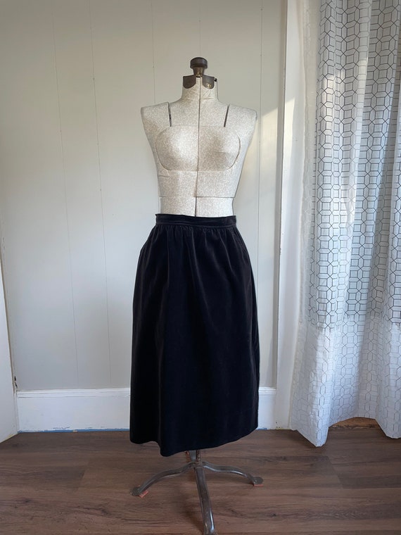 1980s vintage Lanz black velvet skirt