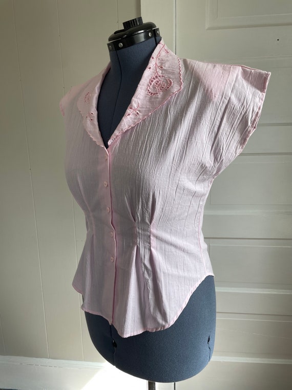 Vintage 1980s light pink 40s-inspired cap sleeve … - image 7