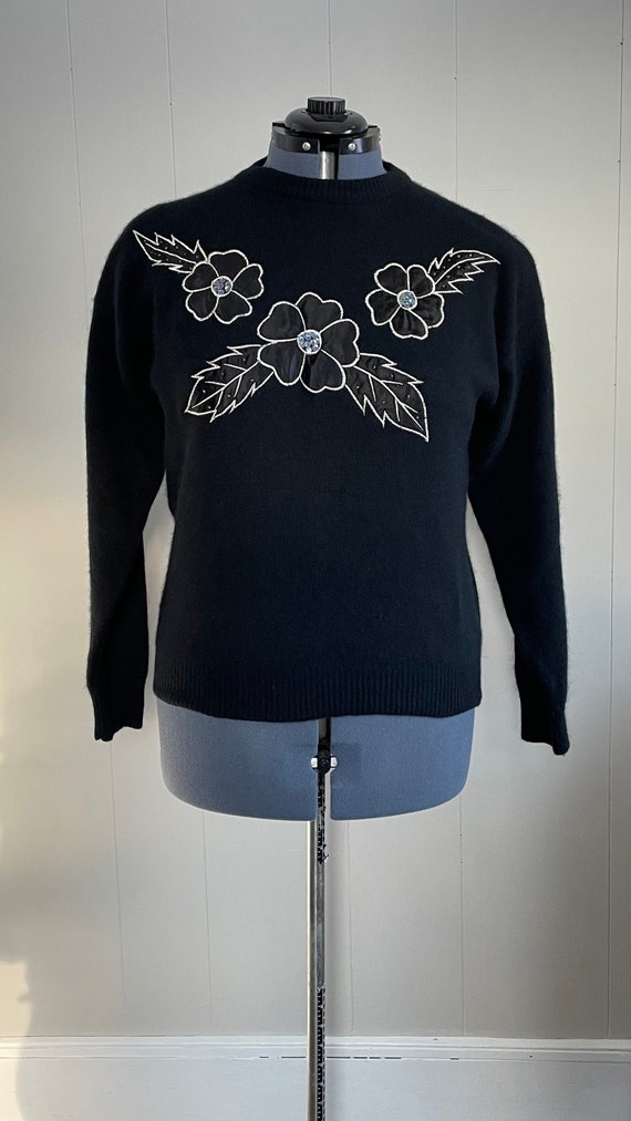 1990s vintage black wool Angora sweater with spark