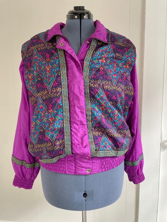 Vintage 80s 90s bright purple and paisley windbrea