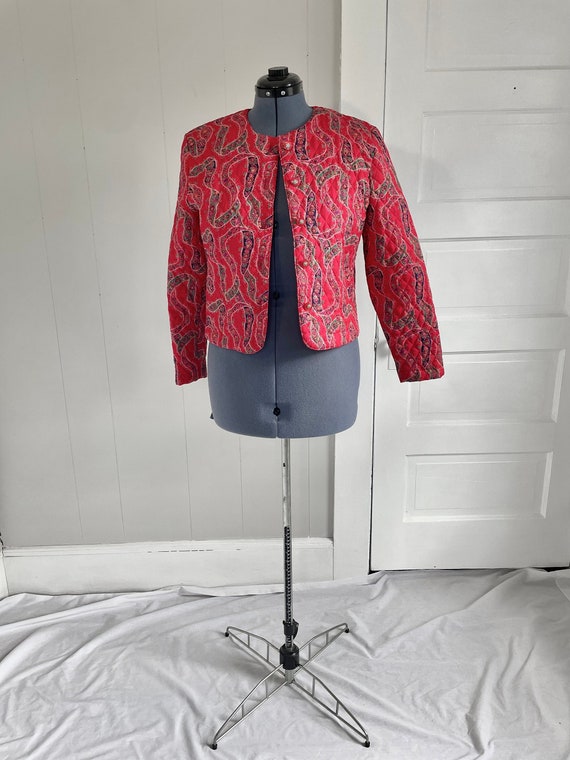 Vintage 1980s red paisley quilted spring jacket
