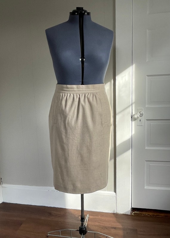 ESCADA Margaretha Ley Women's Tan Dress Suit WOOL BLEND Tweed