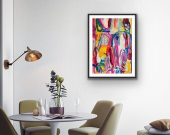 Colorful Abstract Painting, Art Prints, Colorful, Trending Painting, Mixed Media Wall Canvas Prints, Home Decor, Living Room, Dining Room