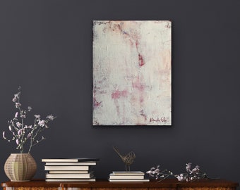 Small Original Minimal Pink Nude Abstract Painting, Colorful, Trending Painting, Mixed Media Wall Canvas Prints, Home Decor, Framed Art