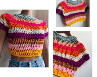 Crop Top Sweater-Handmade Knit Top-Women’s Tops-25 Colors, Gifts for Her