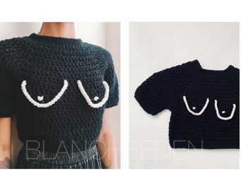 Crop Top Sweater, Boob Sweater Trendy Cute Tops, Handmade Clothes-Titties Top-Breast Sweater, Gifts for Her