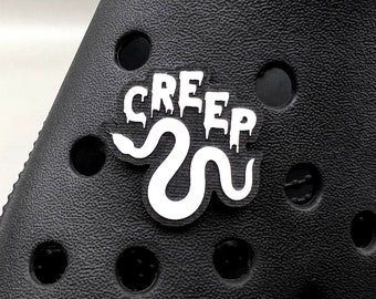 Creep Snake Clog Charm - Croc Jibbitz White with Black Background