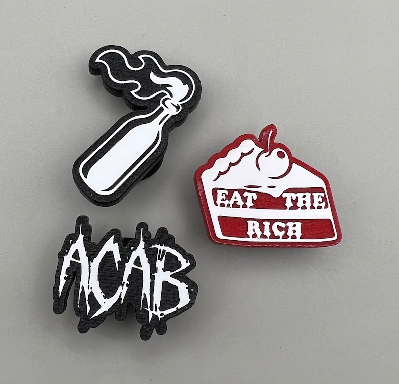 Riot 3-Pack ACAB Eat the Rich Molotov Cocktail Crocs Cops Capitalism White Red Black Red