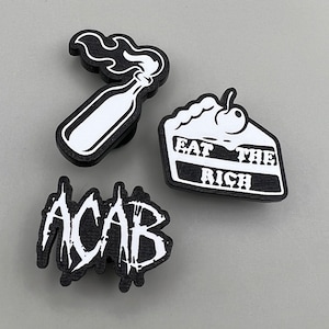 Riot 3-Pack ACAB Eat the Rich Molotov Cocktail Crocs Cops Capitalism White Red Black Black