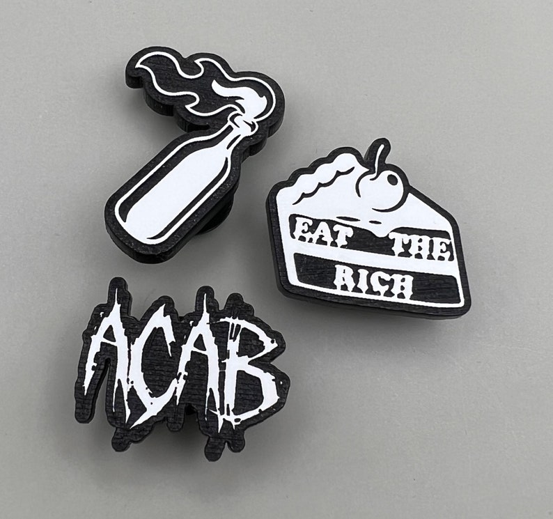 Riot 3-Pack ACAB Eat the Rich Molotov Cocktail Crocs Cops Capitalism White Red Black Black