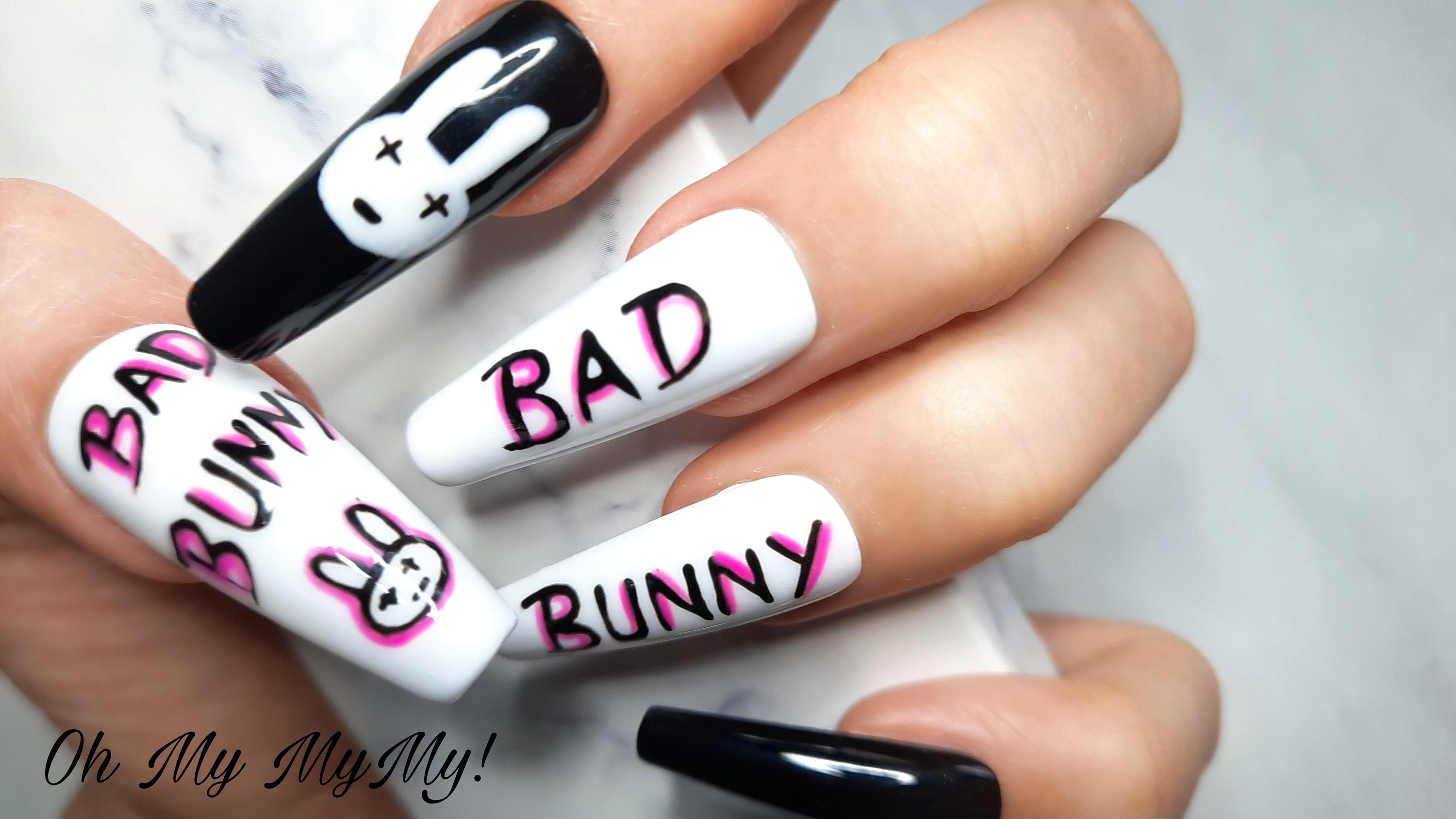BAD BUNNY Nails Set Bunny Nails Luxury Press On Valentine - Etsy