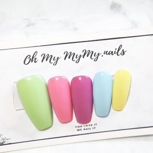 PASTEL SKITTLES Nails Set Pastel Spring Nails Pastel Easter NailsSolid Color NailLuxury Press On Nail Pastel Rainbow NailGift for her image 6