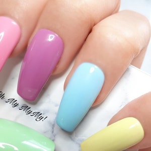 PASTEL SKITTLES Nails Set Pastel Spring Nails Pastel Easter NailsSolid Color NailLuxury Press On Nail Pastel Rainbow NailGift for her image 2