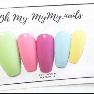 PASTEL SKITTLES Nails Set Pastel Spring Nails Pastel Easter NailsSolid Color NailLuxury Press On Nail Pastel Rainbow NailGift for her image 5