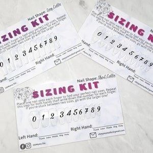 SIZING KIT for press on nails | Sample press on nails | Sizing guide for false nails| Size chart for fake nails| Glue on nails