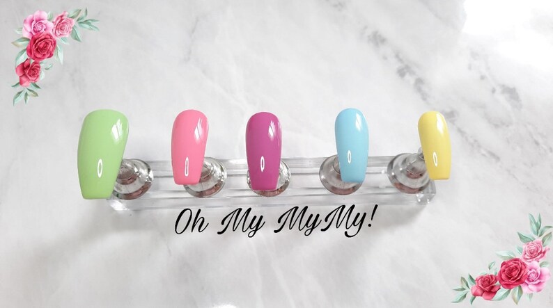PASTEL SKITTLES Nails Set Pastel Spring Nails Pastel Easter NailsSolid Color NailLuxury Press On Nail Pastel Rainbow NailGift for her image 4