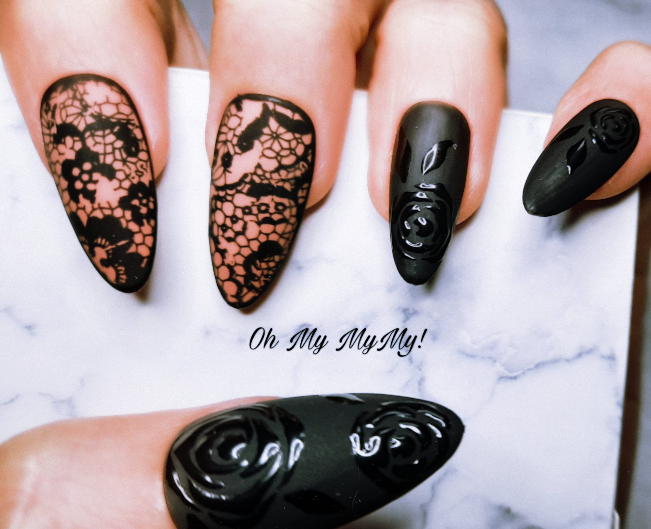 CakesInc.Nails - V L Black Negative Space 'NAIL DECALS, ♡ NAIL DECALS ♡