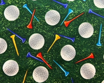 Golf Balls & Colorful Golf Tees by Timeless Treasures 100% Cotton Sport C8030 Free Shipping