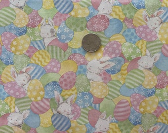 Easter Eggs and Bunnies by Timeless Treasures 100% Cotton Fabric FREE SHIPPING