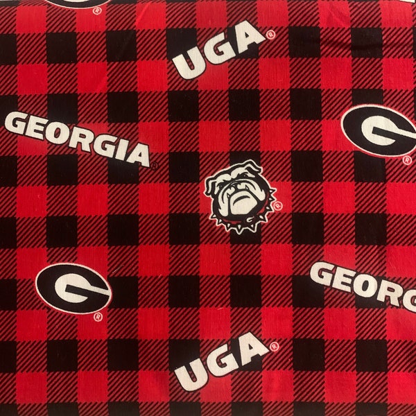 Georgia Bulldogs 100% Cotton Fabric Free Shipping