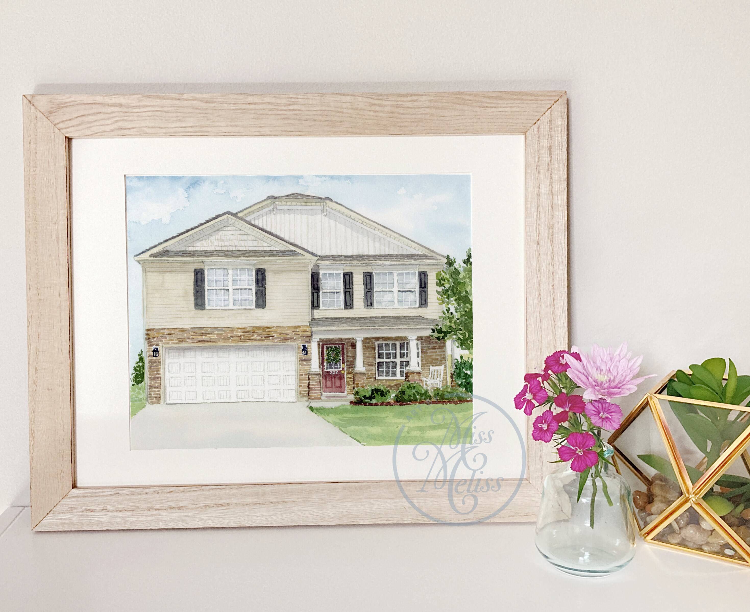 Hand Painted Watercolor House Portrait Custom Watercolor Etsy