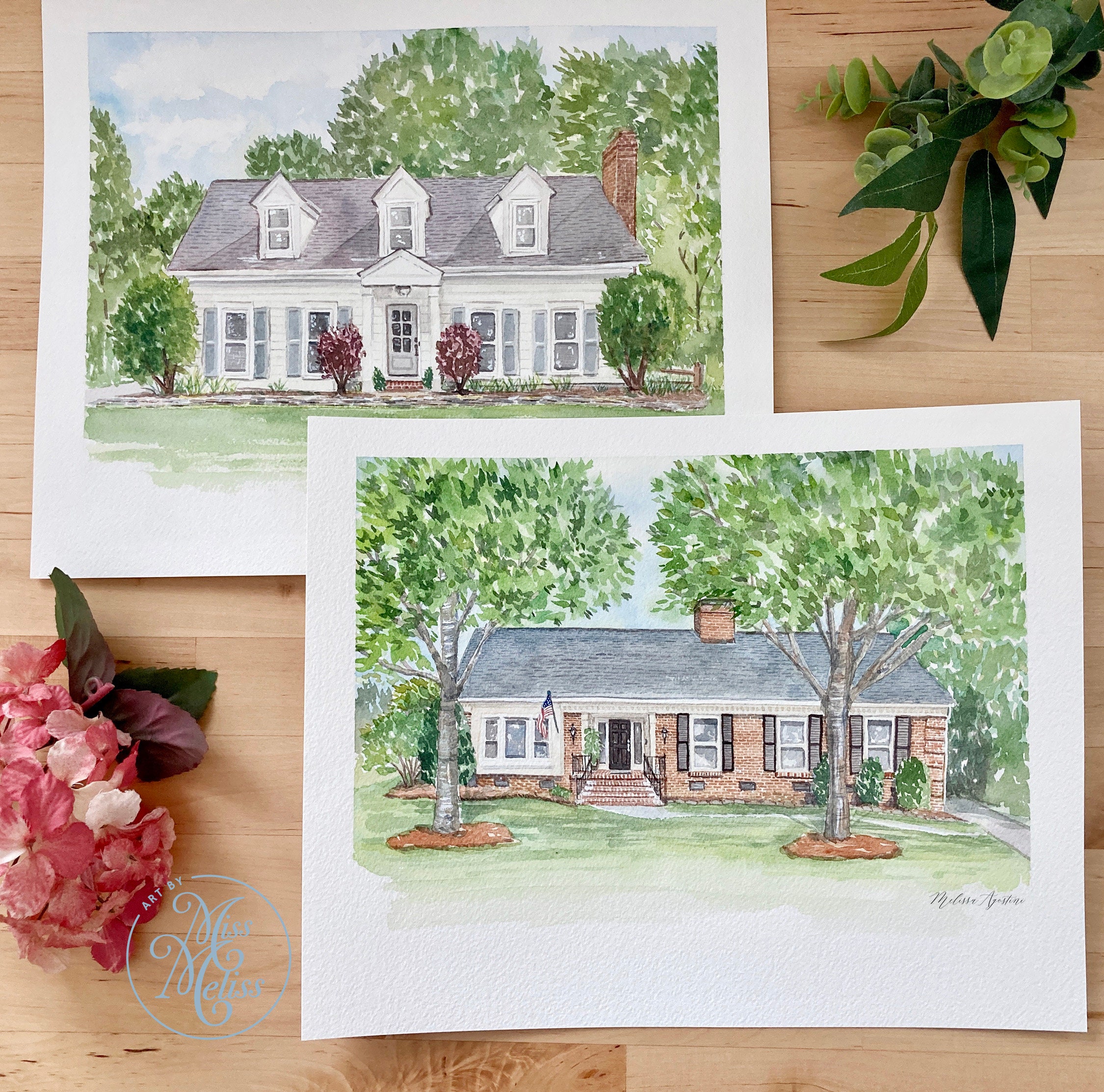 Hand Painted Watercolor House Portrait Custom Watercolor Etsy