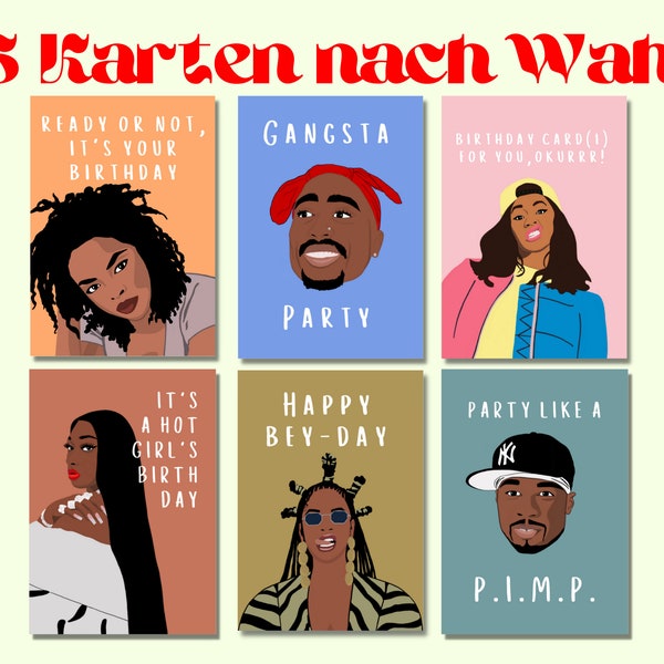 6 Hip Hop Gruß- und Postkarten nach Wahl