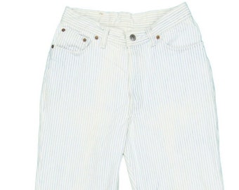 1990s Vintage Levis 501 Baby Blue Pinstriped Jeans 27x25.5