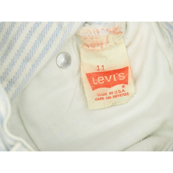 1990s Vintage Levis 501 Baby Blue Pinstriped Jean… - image 3