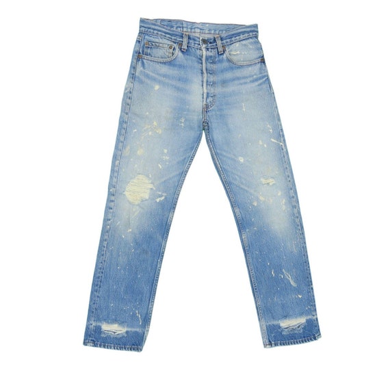 1980s Vintage Levis 501 Distressed Painter Jeans … - image 1