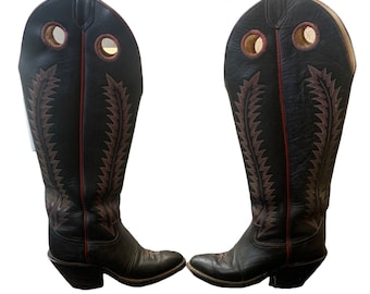 Vintage Tony Lama Tall Leather Cowboy Boots Talla 6