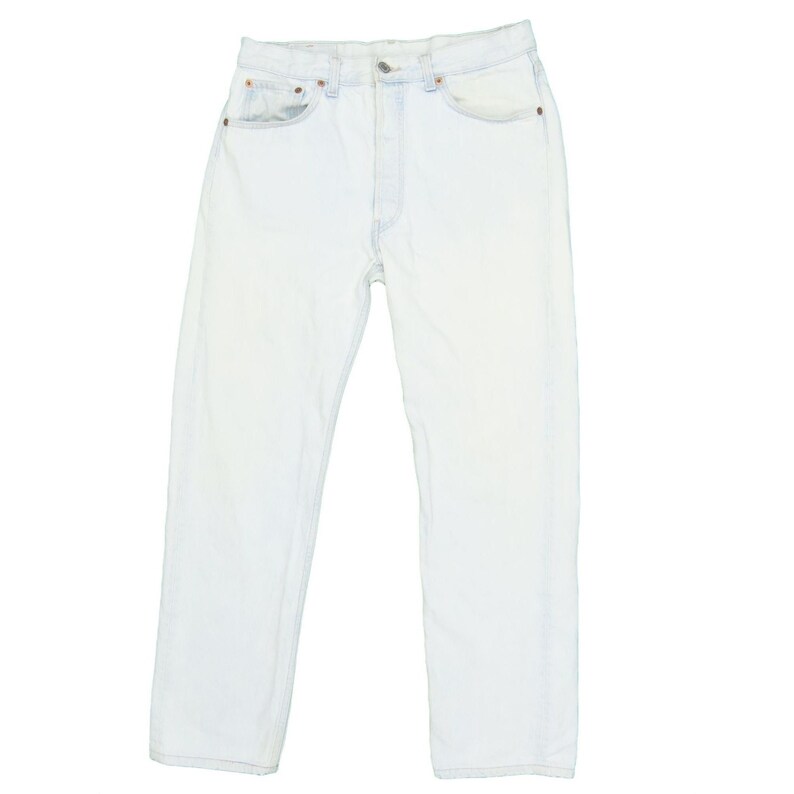 1990s Vintage Levis 501 Frost White Jeans 32x29 image 1