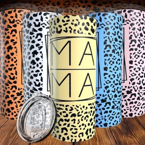 Cheetah Mama Tumbler with Lids and Straw
