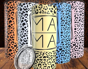 Cheetah Mama Tumbler with Lids and Straw