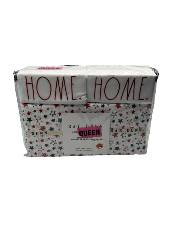 Rae Dunn Home Red White and Blue Queen Sheets Etsy