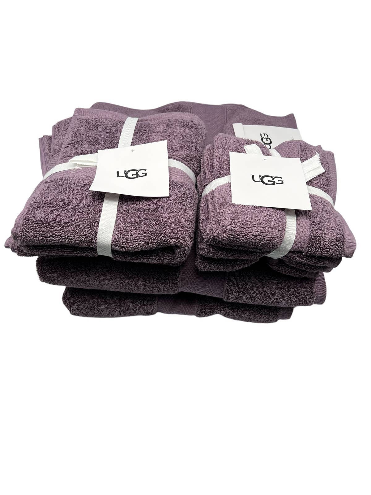 UGG PASHA 2 Bath 2 Hand 4 Washcloth Towel Set SURF BLUE Thick Soft New