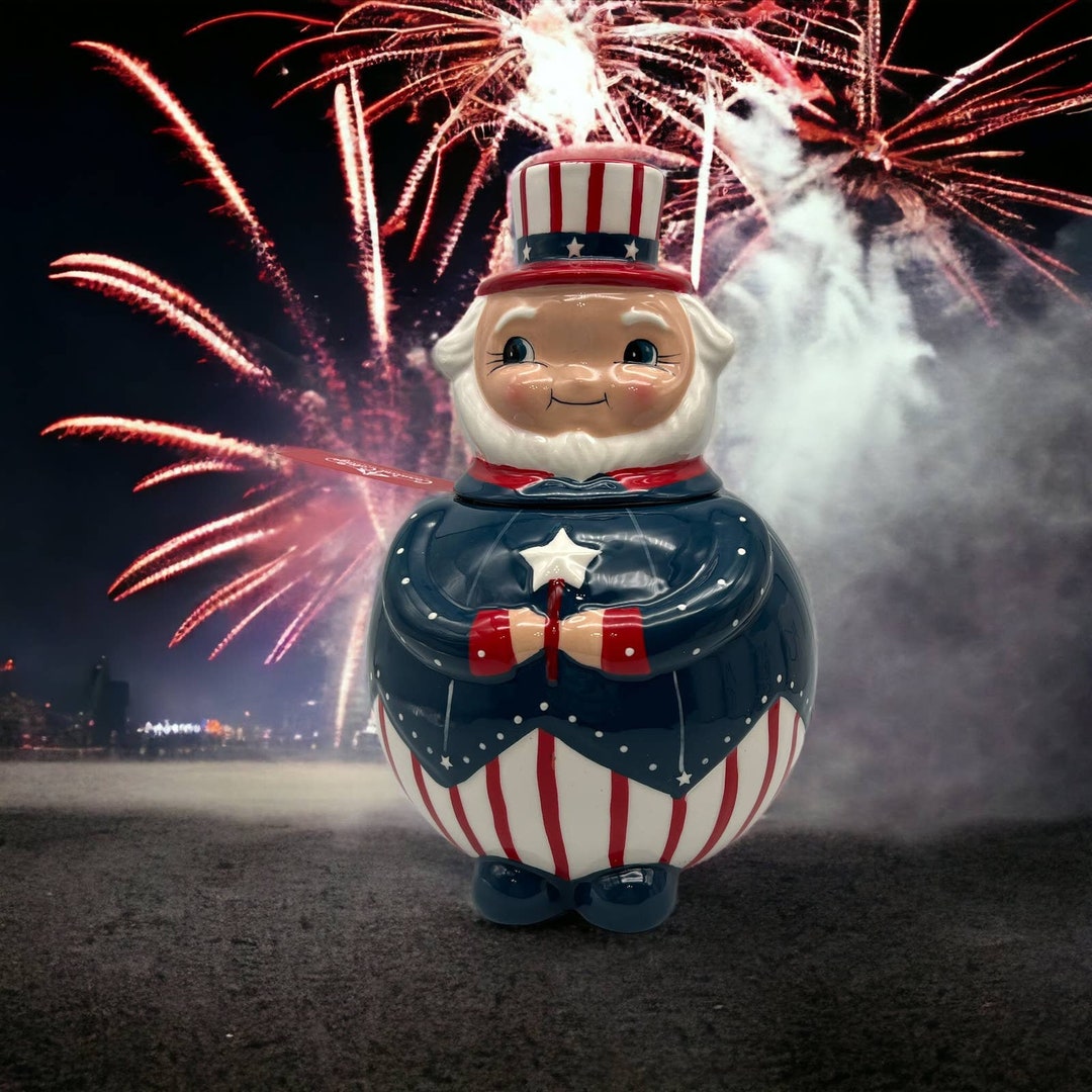 Johanna Parker 4th of July Uncle Sam Cookie Jar Canister Etsy