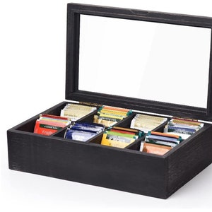 Personalisierte / kundenspezifische Premium 8 Slot Bambusteebox mit 5 Farboptionen. (Zucker, Schmuck, Aufbewahrung, Gewürze, Organizer etc.)