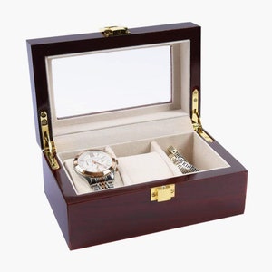 Cassa per orologio a 3 slot in legno di ciliegio
