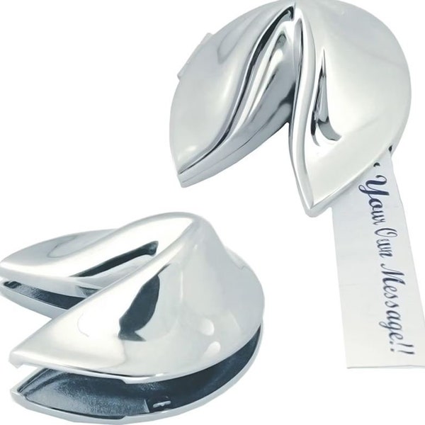 Silver Fortune Cookie Paperweight. Custom Personalized Non-Tarnishing.