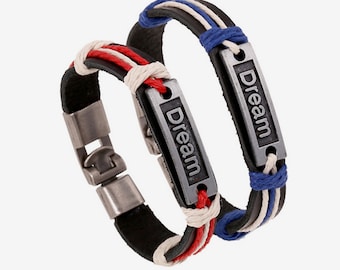 Personalized Matching Dream Leather Couple Bracelet