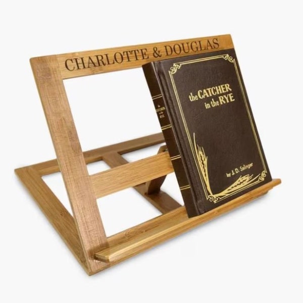 Personalized Bamboo Cookbook & Tablet Stand