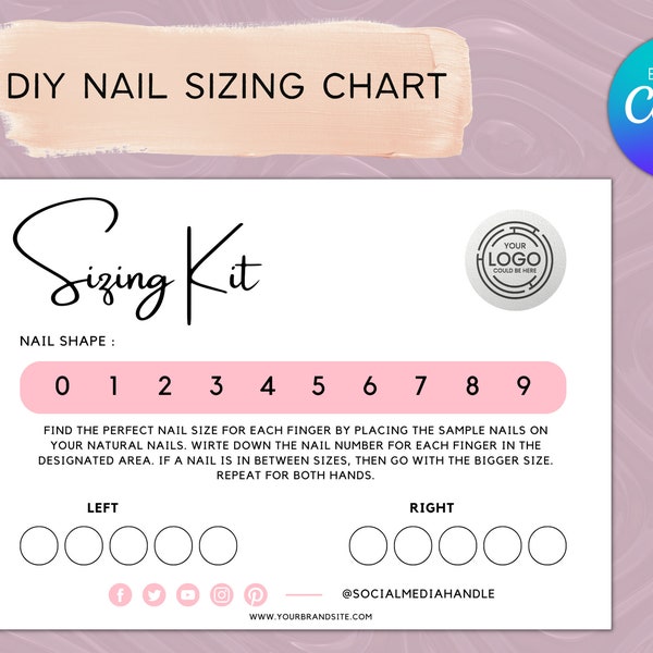 DIY Press on Nail Salon Sizing Kit Template - Clip on Nails, Nail Sizing Kit, Digital Download