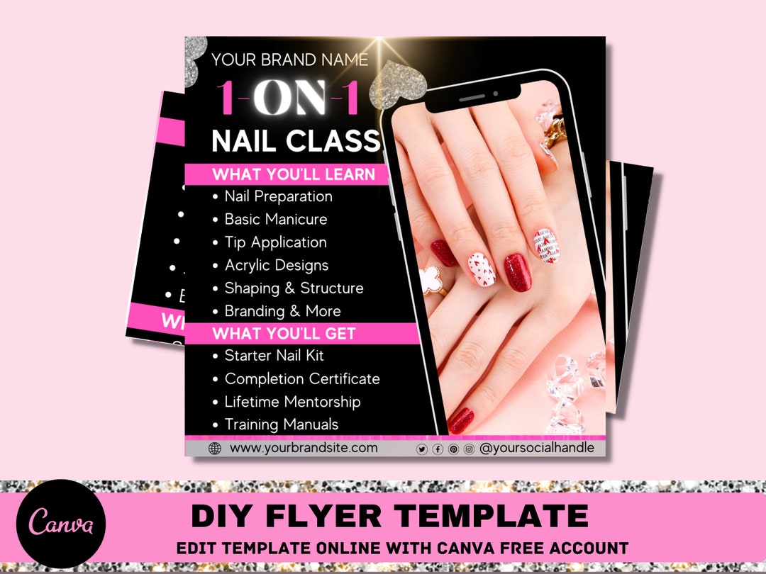 Editable Nail Booking Special Flyer Editable Template, Canva Design